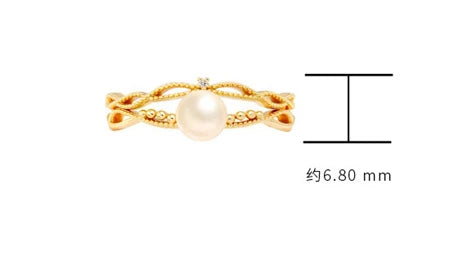 Emotional Factory 925 Sterling Silver 14K Gold Plated Gemstone Zircon Double-Layer Pearl Ring Set