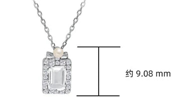 Emotional Factory 925 Sterling Silver 14K Gold Plated Gemstone Geometric Crystal Pearl White Zircon Pendant Necklace
