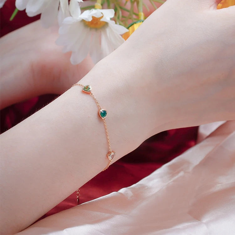 Pulseras De Piedras Naturales 925 Sterling Silver 1Gold Plated Gemstone Grape Natural Green Stone Peridot Chrysoprase Bracelet