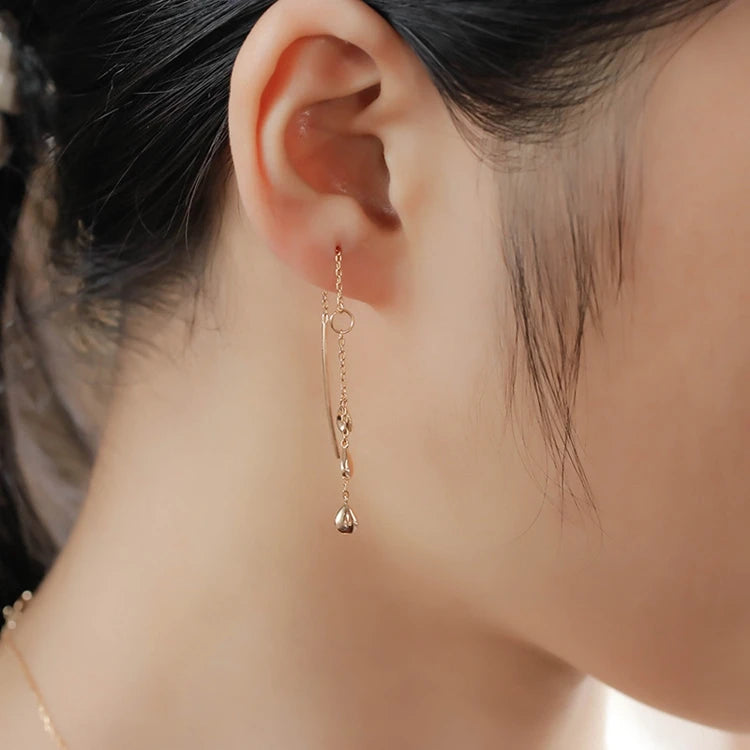 Emotional Factory 925 Sterling Silver 14K Gold Plated Bead Irregular Ear Wires Drop Earrings