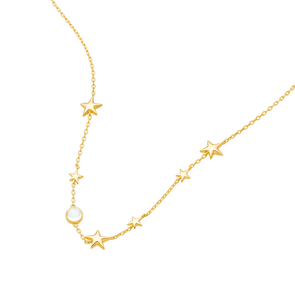 Gemstone Simpler Moonstone Star Necklace
