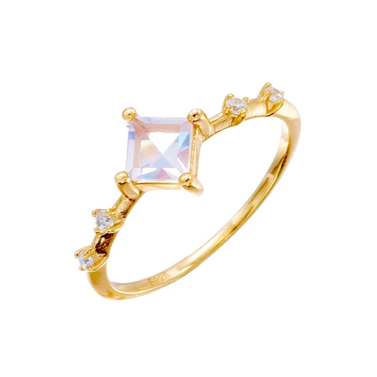 Emotional Factory 925 Sterling Silver 14K Gold Plated Gemstone Zircon Pink Lavender Topaz Ring