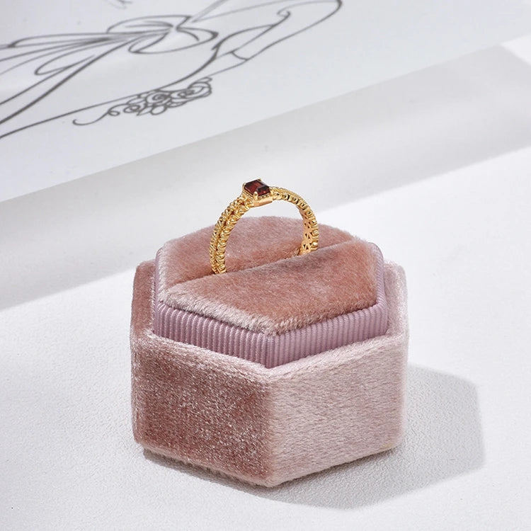 Emotional Anel Ajustavel Factory 925 Sterling Silver 14K Gold Plated Gemstone Natural Red Garnet Pattern Adjustable Ring