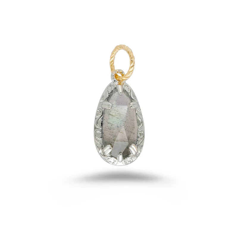 New Product Necklace Pendant 925 Sterling Silver Electroplated 14k Gold Natural Labradorite Pendant Women's Jewelry