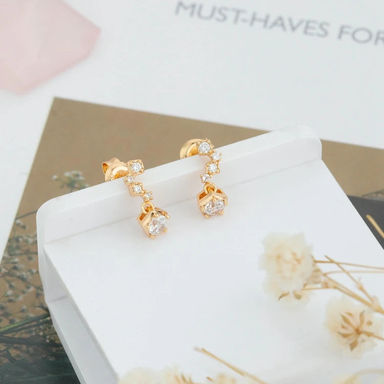 925 Sterling Silver 14K Gold Plated Sparkling Star Lightning Zircon Stud Earrings