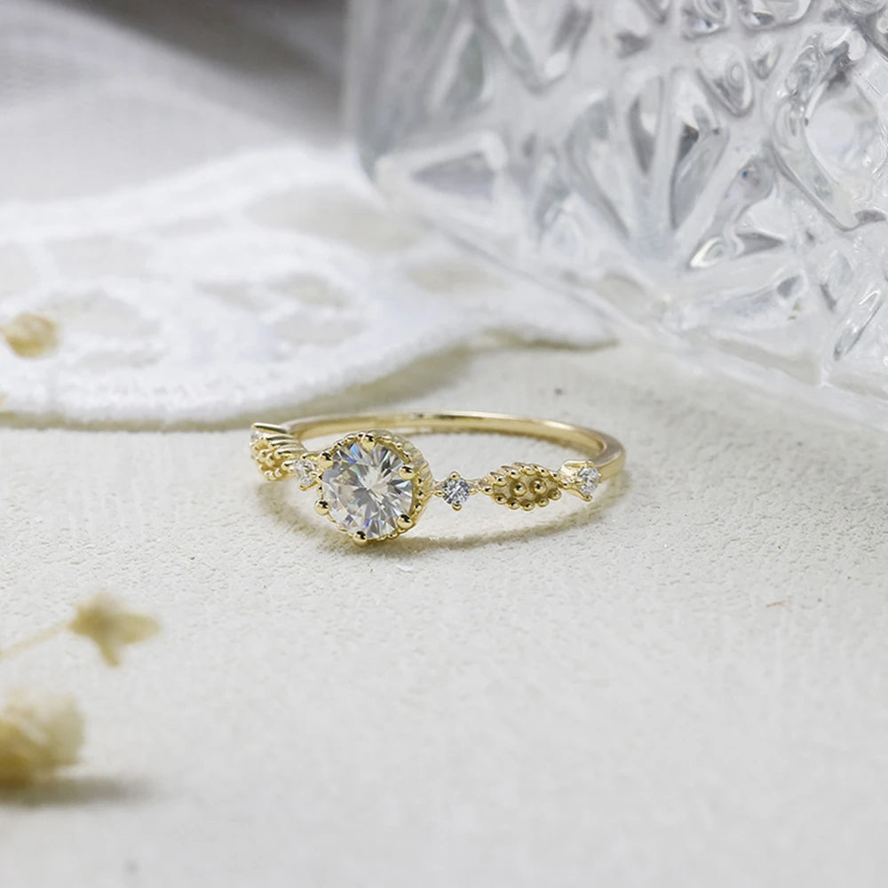 Emotional Factory 925 Sterling Silver 14K Gold Plated Gemstone Middle Ages Vintage Style Cz Zircon Moissanite Ring