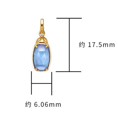 Emotional 925 Sterling Silver 14K Gold Plated Gem Stone Marine Style Bilayer Stone Blue Quartz Glass White Shell Necklace