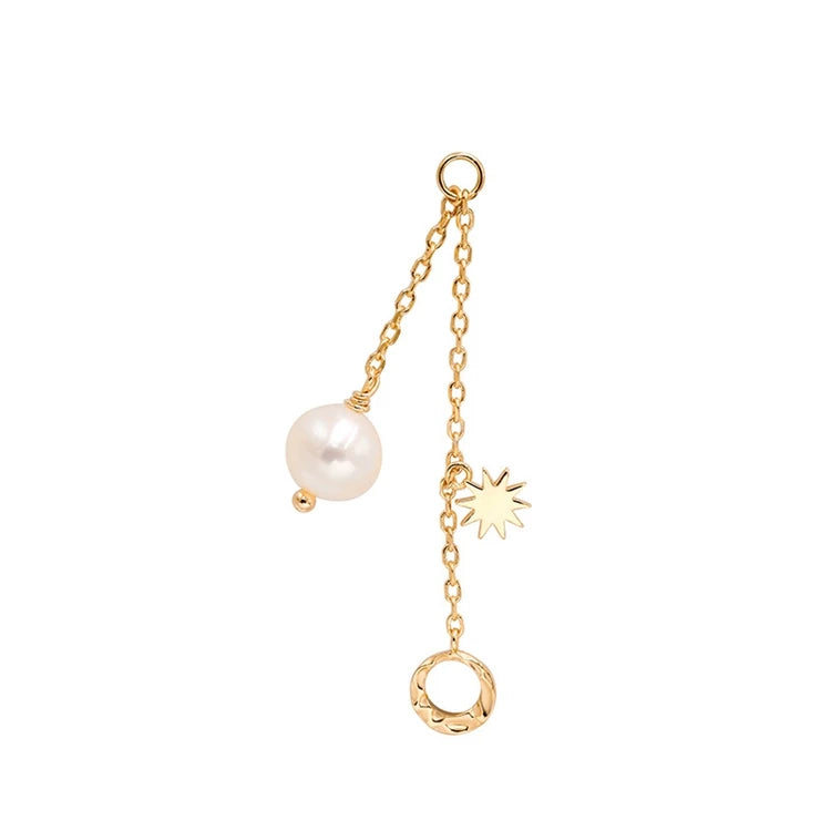 Emotional Factory 925 Sterling Silver 14K Gold Plated Gemstone Tassels Zircon Star Pearl Stud Hoop Earrings Set