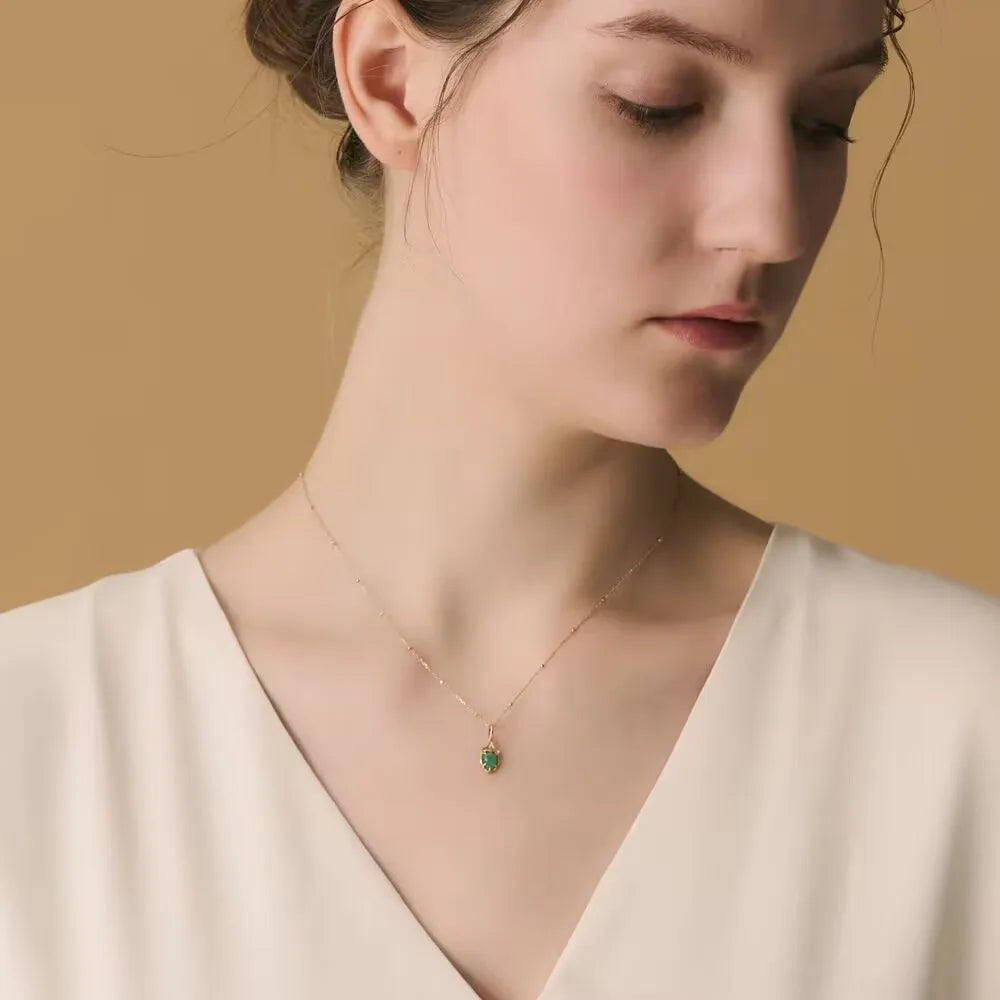 Retro Affordable Luxury Wind Ancient Temple Drop-shaped S925Silver Aventurine Pendant