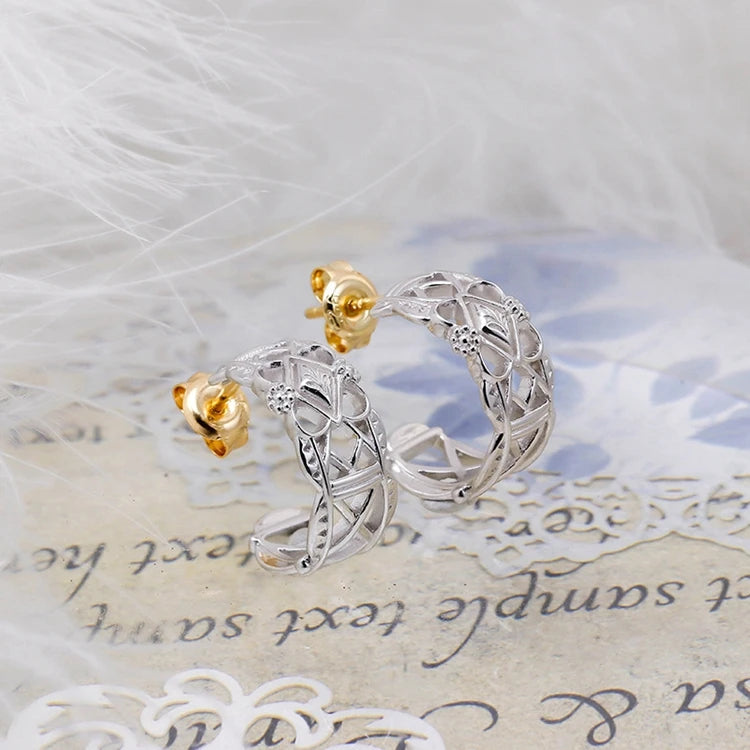 Emotional Factory 925 Sterling Silver 14K Gold Plated Layered Two-Colour Plating Hollow Ring Colour Separation C Earrings