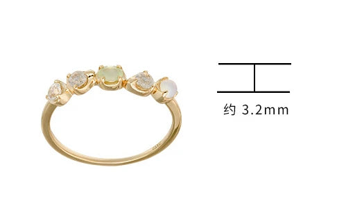 Emotional Factory 925 Sterling Silver 14K Gold Plated Multi Color Gemstone Labradorite Opal Topaz Prehnite Irregular Ring