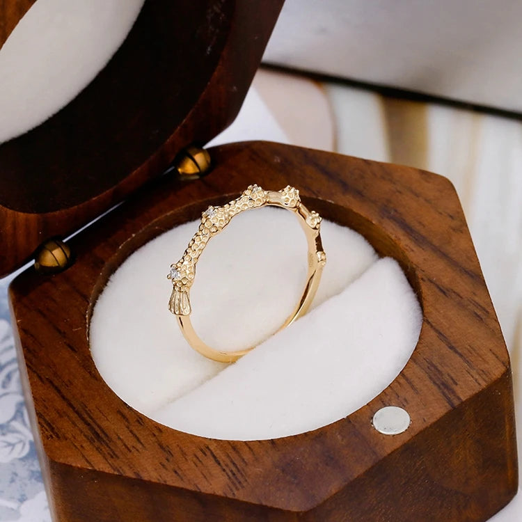 Emotional Factory 925 Sterling Silver 14K Gold Plated Bee Zircon Personalised Design Magices School Magic Wand Ring