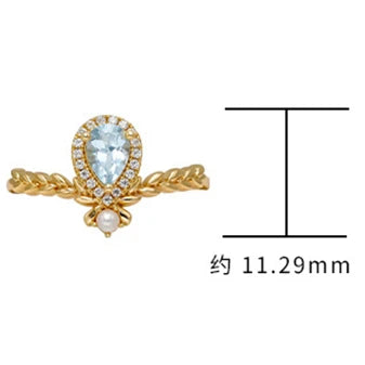 Cz Zircon Peace Wheat Ears Sky Blue Topaz Ring