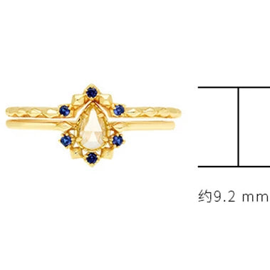 Emotional Factory 925 Sterling Silver 14K Gold Plated Gem Stone Gemstone Blue Spinel Drop Cz Zircon Lemon Quartz Ring Set