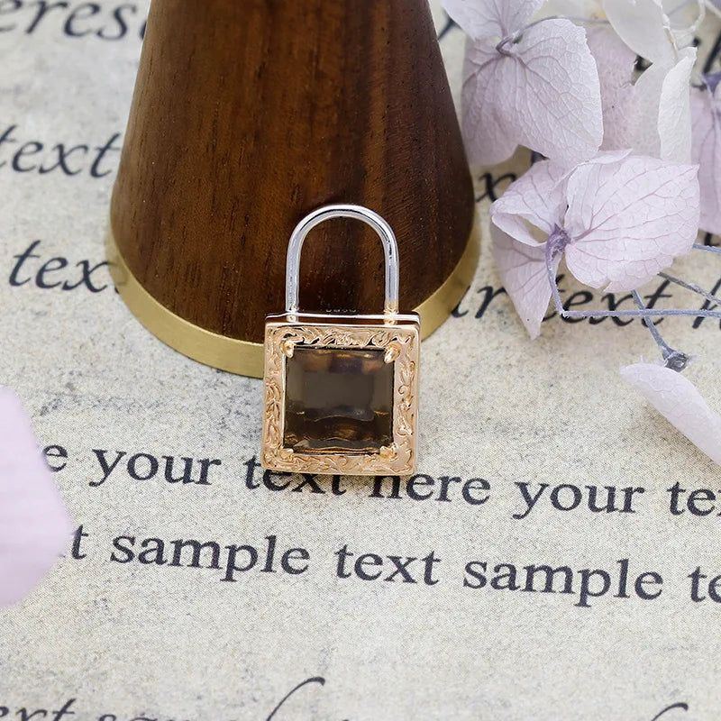 Emotional 925 Sterling Silver 14K Gold Plated Gemstone Can Be Opened With Color-Separated Tea Crystal Lock Lockets Pendant