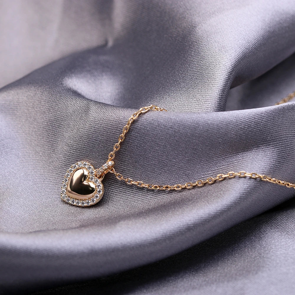 Emotional Factory Jewelry 925 Sterling Silver 14K Gold Plated Zircon Heart Love Necklace