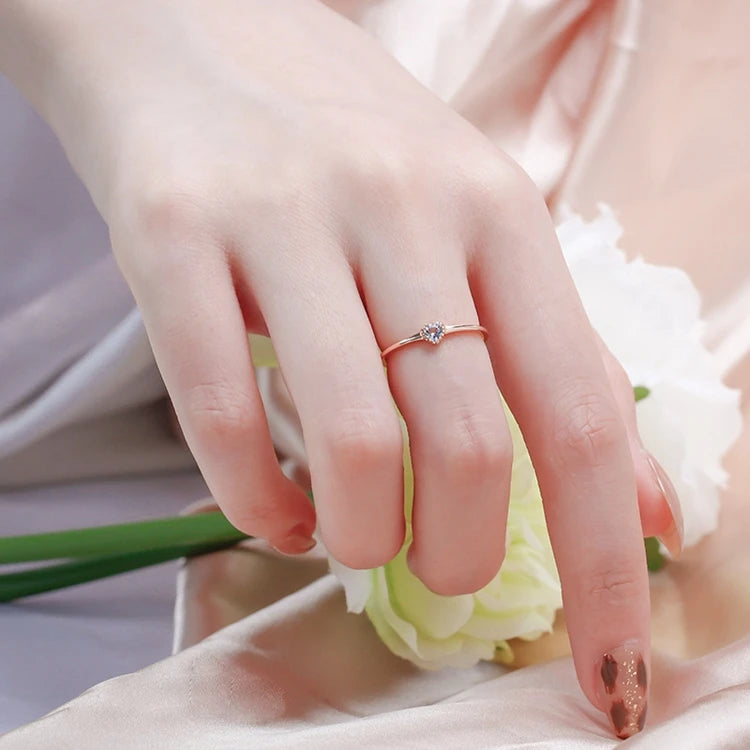 925 Sterling Silver 14K Gold Plated Gemstone Natural Aquamarine 3.5Mm Gem Stone Heart Ring