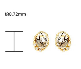 Emotional Factory 925 Sterling Silver 14K Gold Plated Gemstones Landscape Zircon Natural Black Hair Crystal Earrings