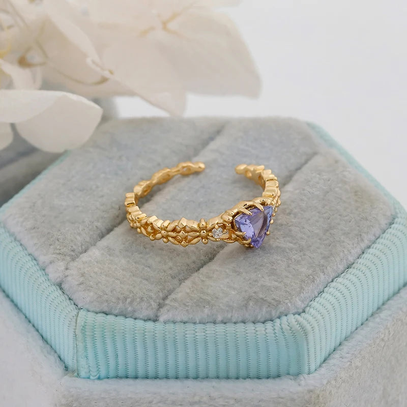 14K Gold Plated S925 Sterling Silver Tanzanite Ear Buckle Earrings  Natural Gemstone, Fine Jewelry for Women