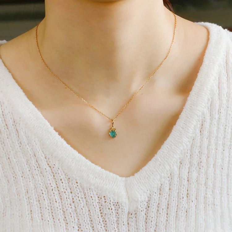 Factory 925 Sterling Silver 14K Gold Plated Gemstone Vintage Simplicity  Shrine Teardrop Natural Dolmenite Pendant Necklace