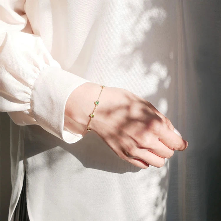 Pulseras De Piedras Naturales 925 Sterling Silver 1Gold Plated Gemstone Grape Natural Green Stone Peridot Chrysoprase Bracelet
