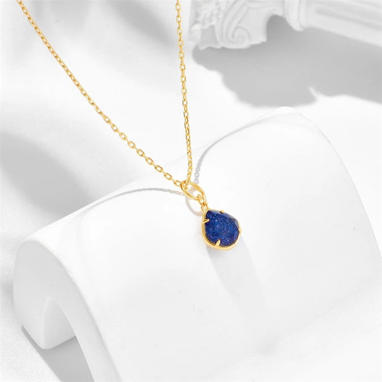 925 Sterling Silver 14K Gold Plated Gemstone Shine North Natural Aventurine Star Necklace