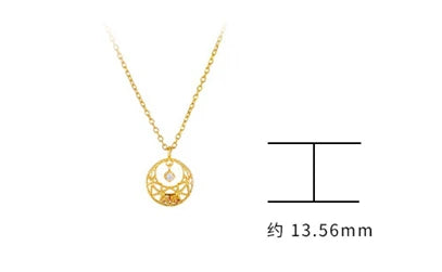 Emotional Factory 925 Sterling Silver 14K Gold Plated Hollow  Moon Stranded Cage Necklace