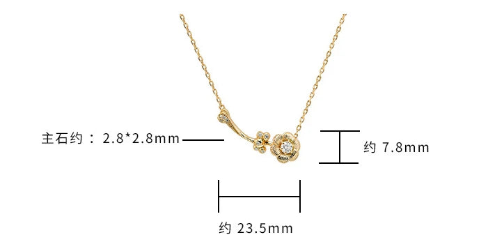 Emotional  925 Sterling Silver 14K Gold Plated Gemstone Moissanite Diamond Designs Flower Temperament Cubic Lotus Necklace