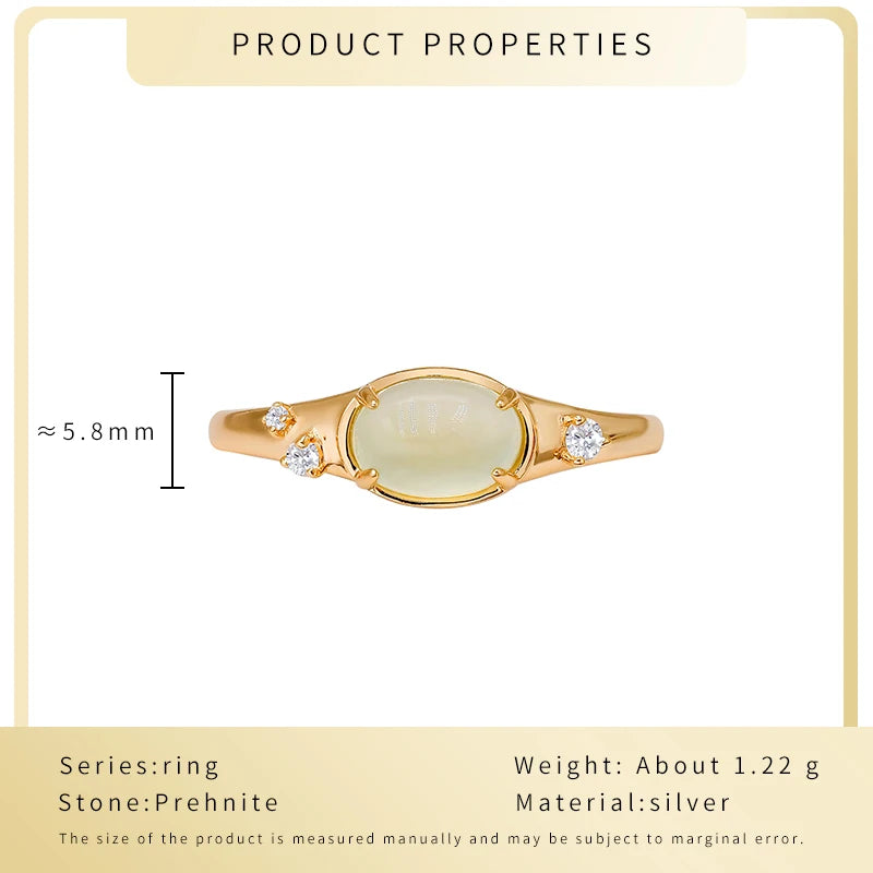 Light Luxury Gem Female Handpiece Green Grape Stone Ring Sterling Silver 925 Ring