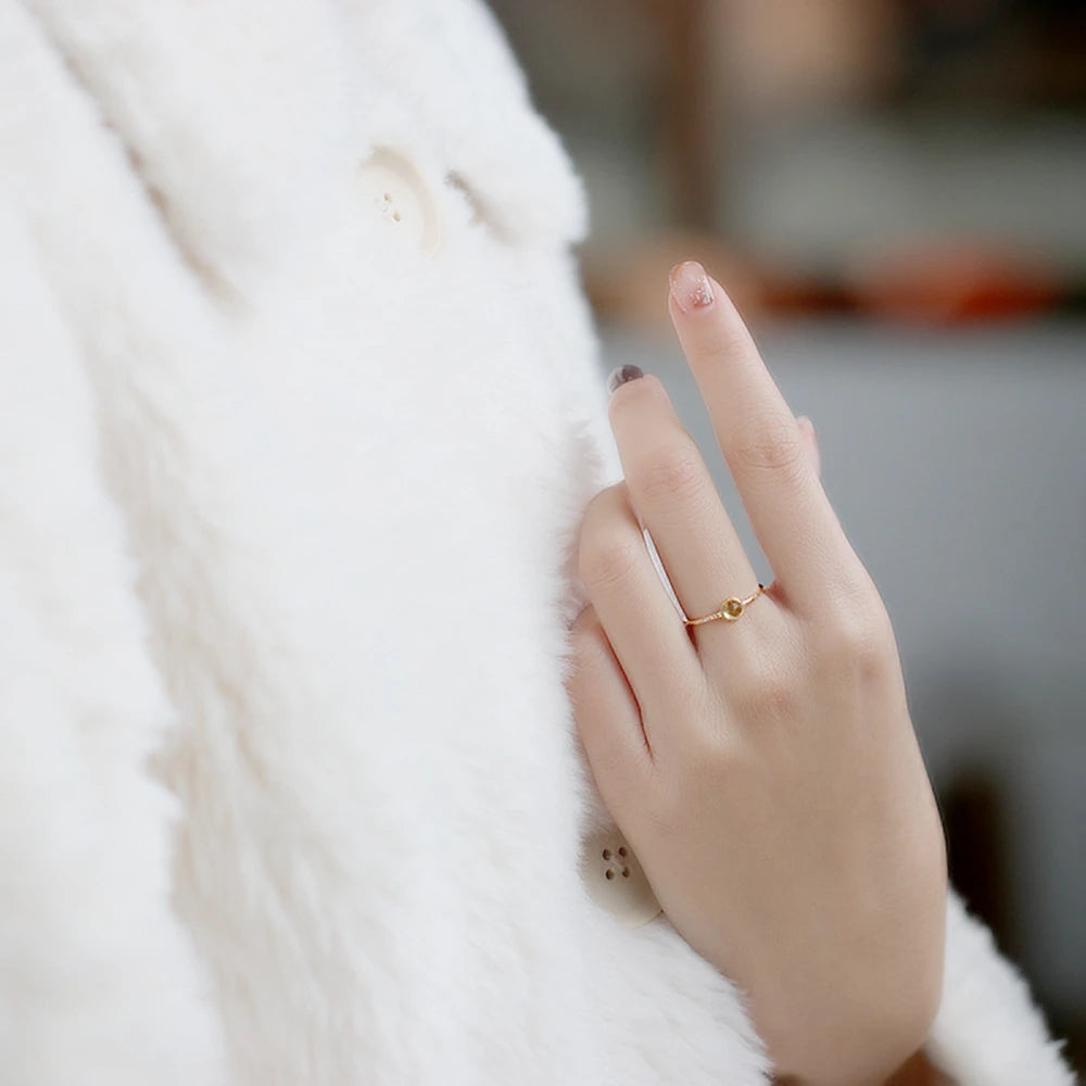 Emotional Factory 925 Sterling Silver 14K Gold Plated Gem Stone Gemstone Geometrical Zircon Round Stone Peridot Ring