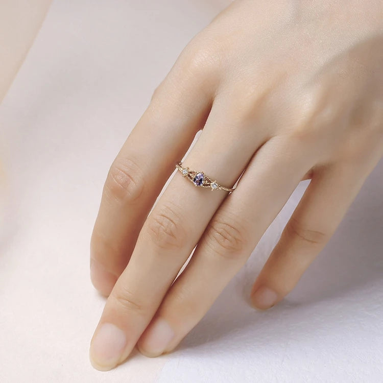 Anel De Prata 925 Sterling Silver 14K Gold Plated Gemstones Classic Water Drop Shape Geometry Zircon Tanzanite Ring