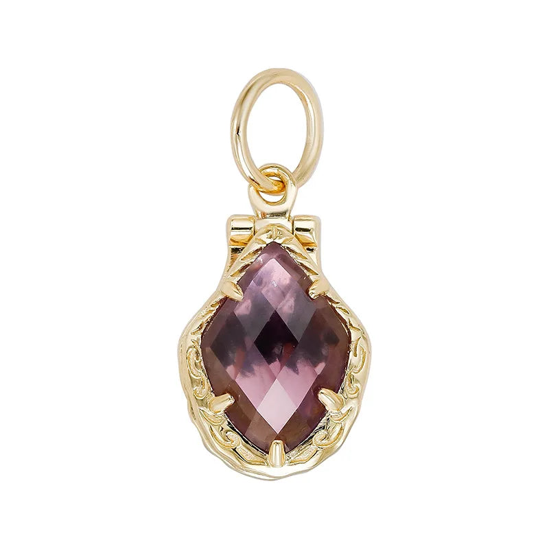 French Retro Simple Style S925 Silver Plating14k Gold Color-changing Corundum Detachable Lockets Pendant