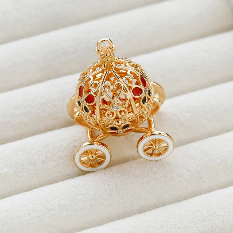 Emotional Factory 925 Sterling Silver 14K Gold Plated Zircon Small Pumpkin Car Enamel Necklace With Ordinary Chain