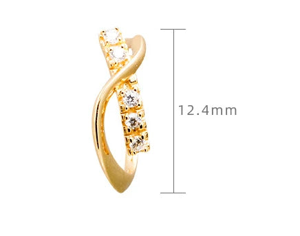 Emotional Factory 925 Sterling Silver 14K Gold Plated Retro Fashion Carved Cz Zircon X Shaped Earrings