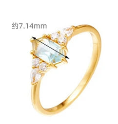 Emotional Factory 925 Sterling Silver 14K Gold Plated Gemstone Topaz Geometric Hexagon Ring