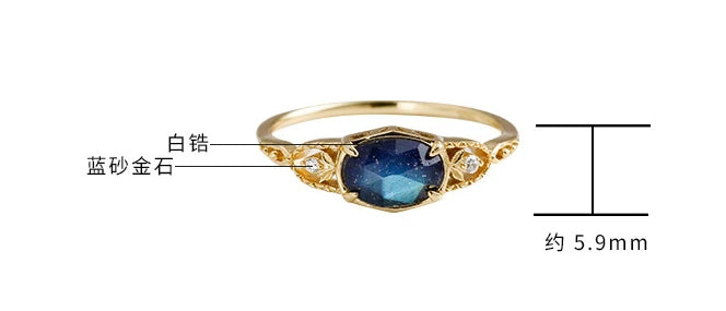 Piedras Naturales Para Joyeria 925 Sterling Silver  Gold Plated Gemstone Cz Geometric Natural Labradorite Blue Sandstone Ring