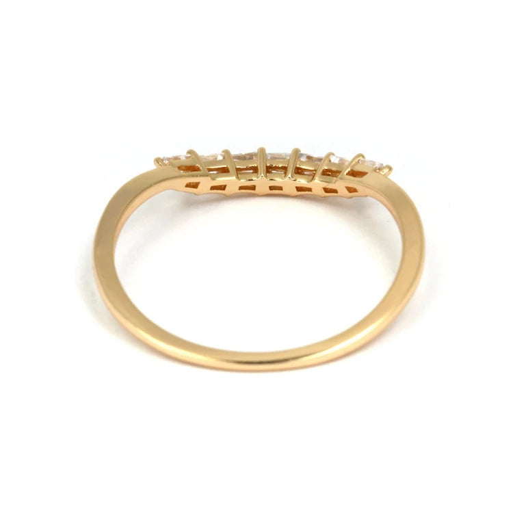 925 Sterling Silver 14K Gold Plated Square Stone Zircon Stacked Ring