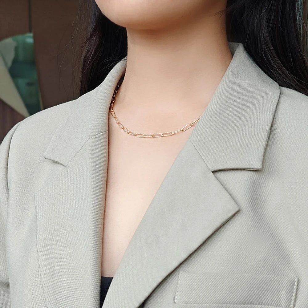 Emotional Factory 925 Sterling Silver 14K Gold Plated Layering Style Glitter Chain Necklace