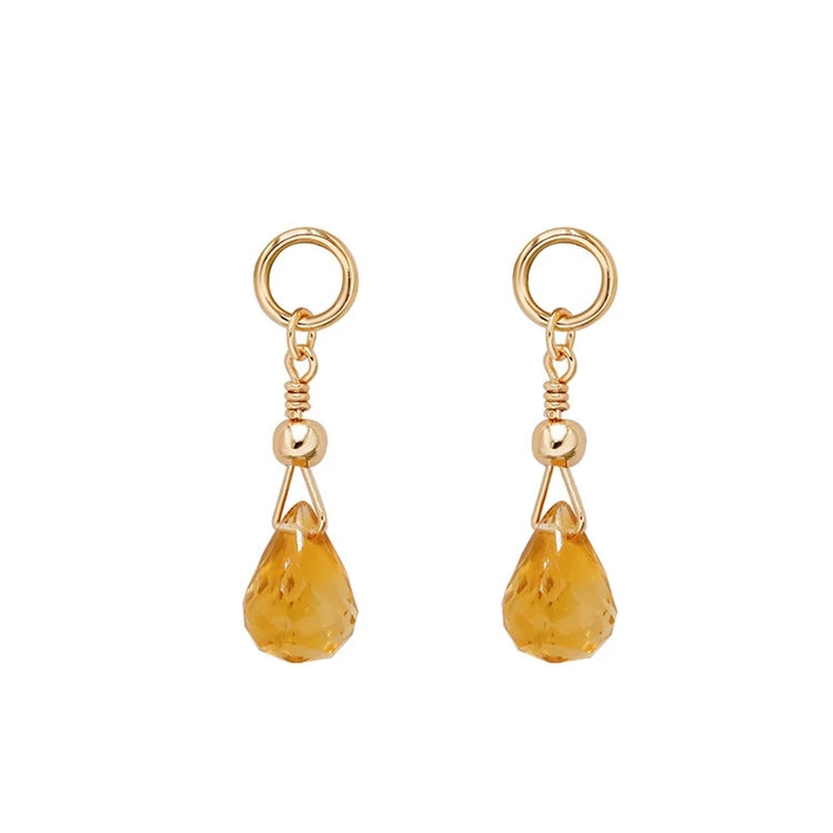 Emotional Factory 925 Sterling Silver 14K Gold Plated Gemstone Retro Vintage Gem Teardrop Citrine Earrings