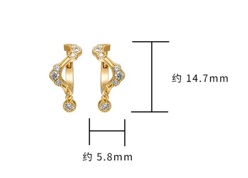 Emotional Factory 925 Sterling Silver 14K Gold Plated Gem Stone Gemstone Cz Zircon Geometric Line Mini Earrings