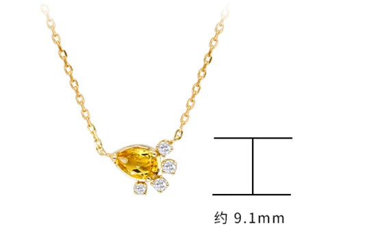 925 Sterling Silver 14K Gold Plated Gemstone Zircon Petals Drop Citrine Necklace With Natural Stone