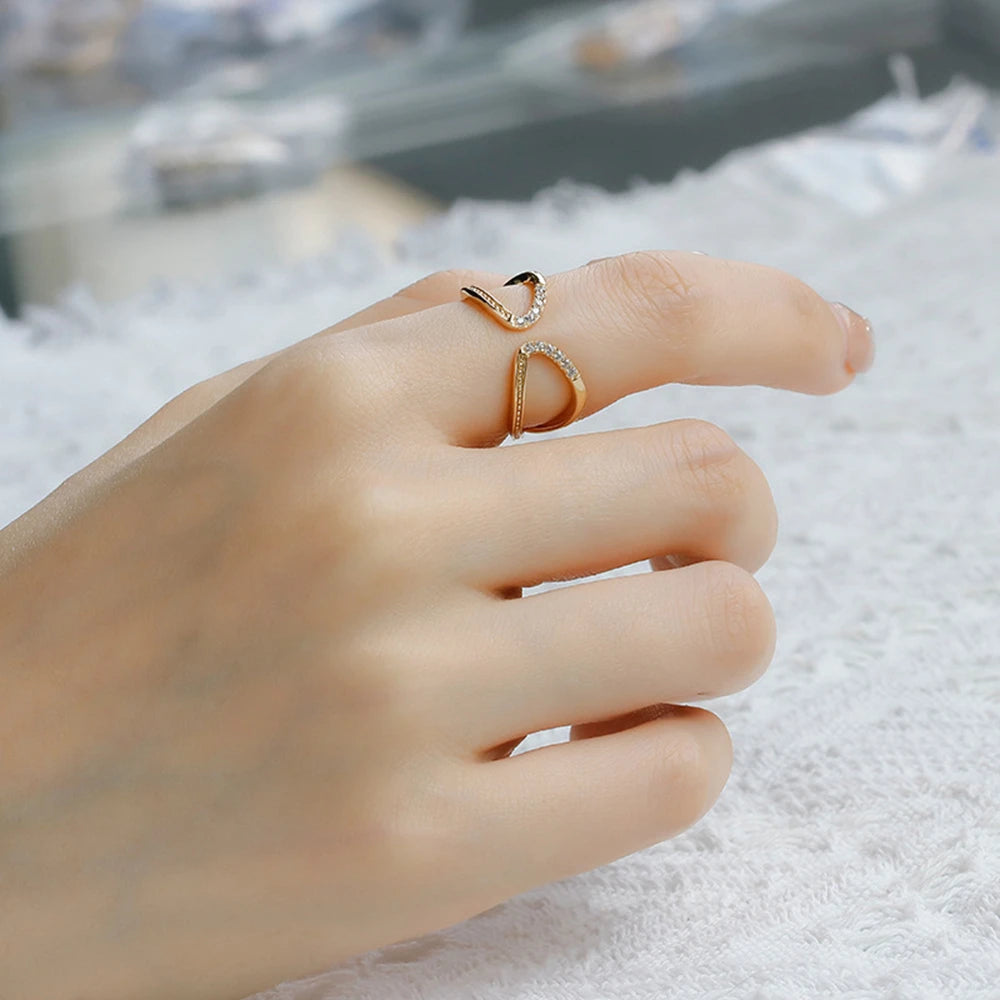 Emotional Factory 925 Sterling Silver 14K Gold Plated Retro  Cz Zircon Line Butterfly Shaped Ring