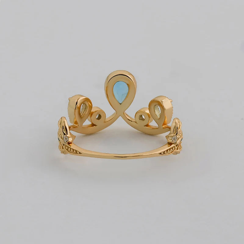 Dunli Jewelry  Manufacturer Japanese Style Light Luxury S925 Silver Plated 14K Gold Blue Topaz Ring