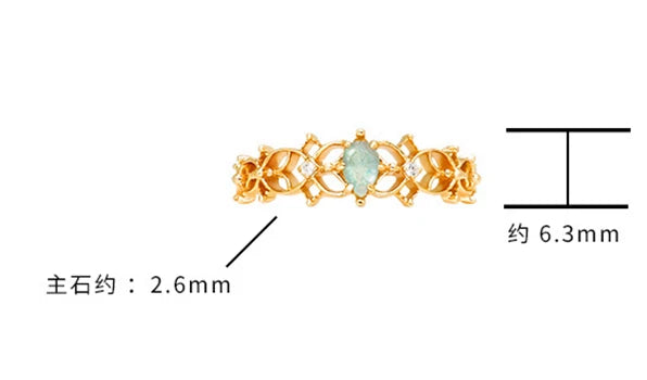 Emotional Anillos 925 Sterling Silver 14K Gold Plated Gem Stone Gemstone Cz Zircon Fashion Hollow Simple Clover Labradorite Ring