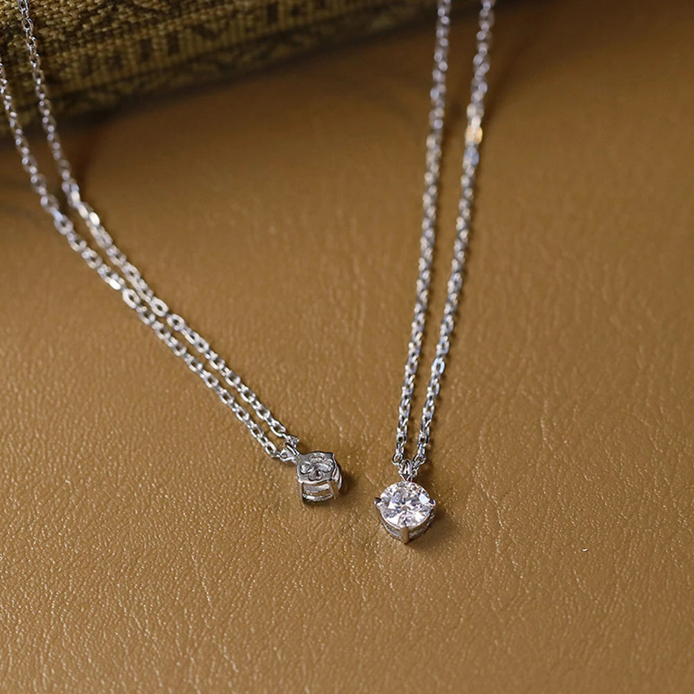 925 Sterling Silver 14K Gold Plated Gemstone Four Leaf Clover Simple Niche Design Single Stone Choker Moissanite Necklace