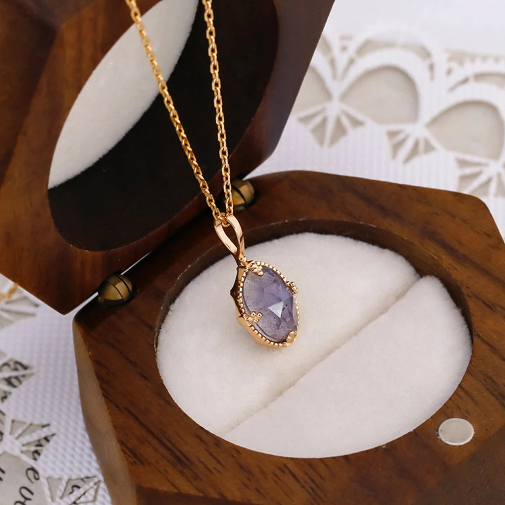 925 Sterling Silver 14K Gold Plated Gem Stone Night Sky Shooting Star Shaped Labradorite Cordierite Iolite Dichroite Necklace