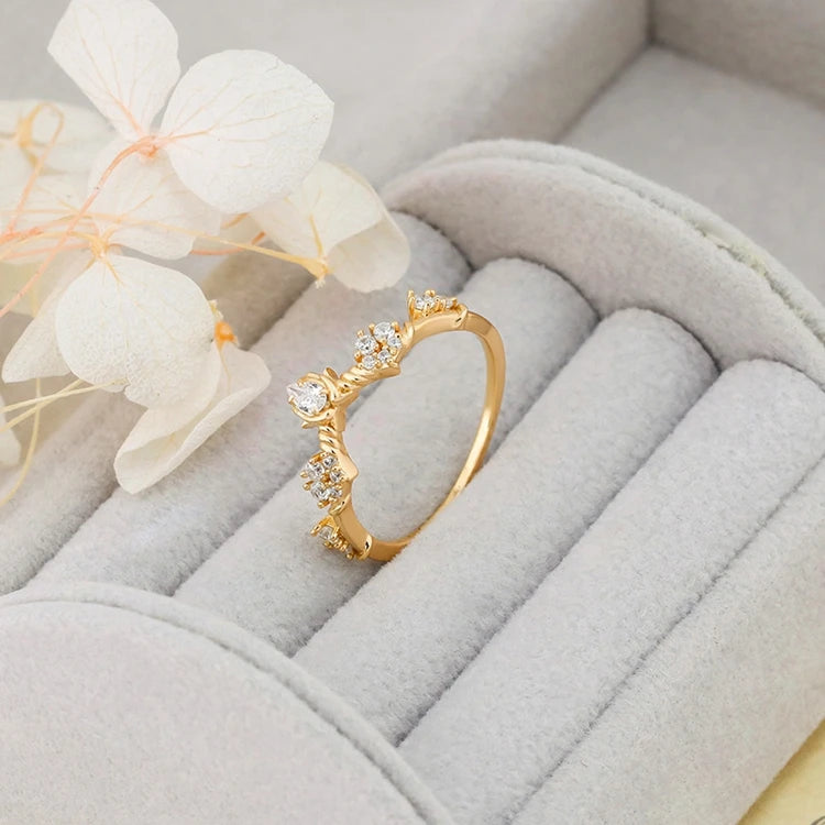 925 Sterling Silver 14K Gold Plated Flower Summer Drop Proposal Ring