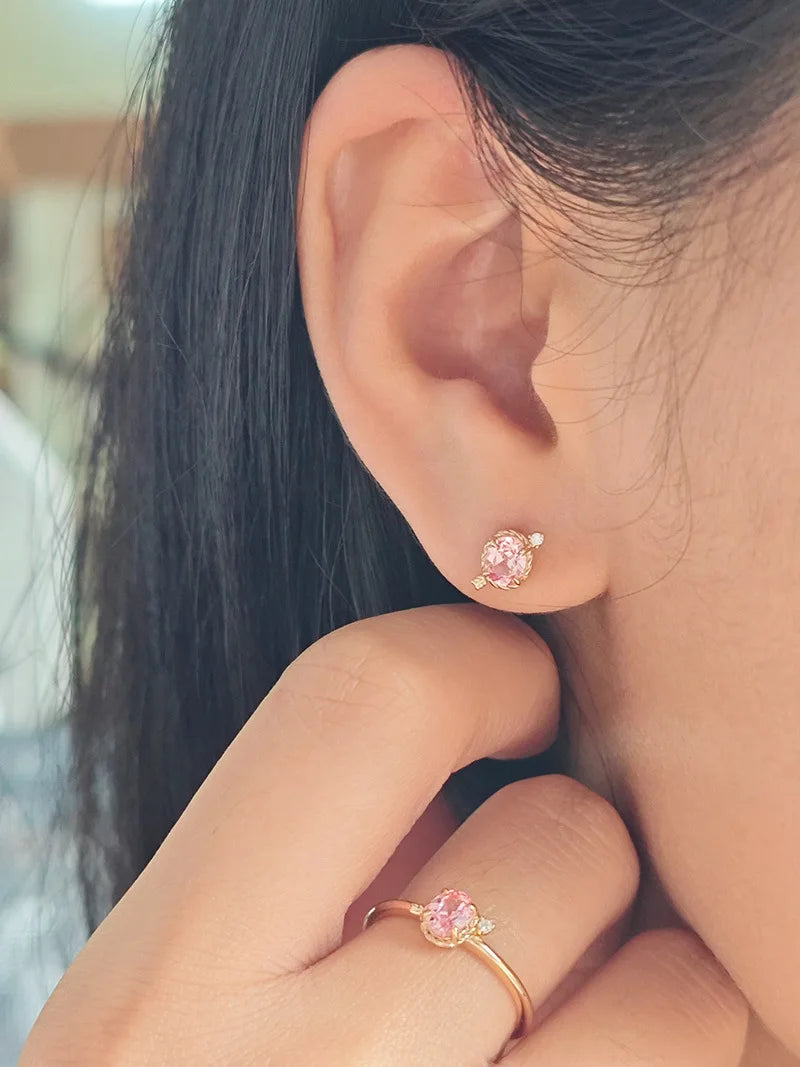 Emotional Factory 925 Sterling Silver 14K Gold Plated Love Eros' Arrow Pink Cultured Gemstone Earrings