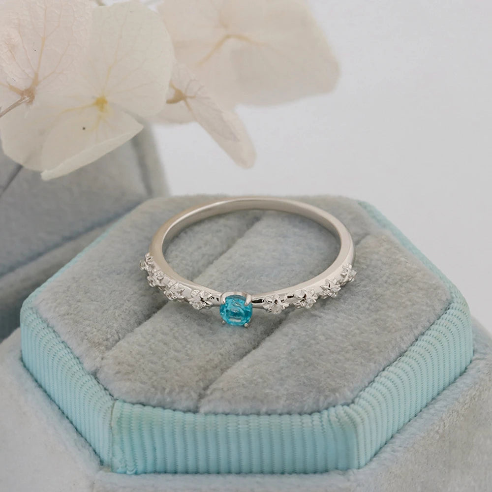 Emotional Factory 925 Sterling Silver 14K Gold Plated Gem Stone Gemstone Cz Zircon Geometric Square Apatite Ring