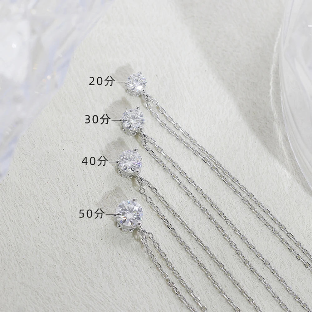 Factory 925 Sterling Silver 14K Gold Plated Gemstone Single Stone Solitaire  Inlaid With Three Claws Moissanite Necklace